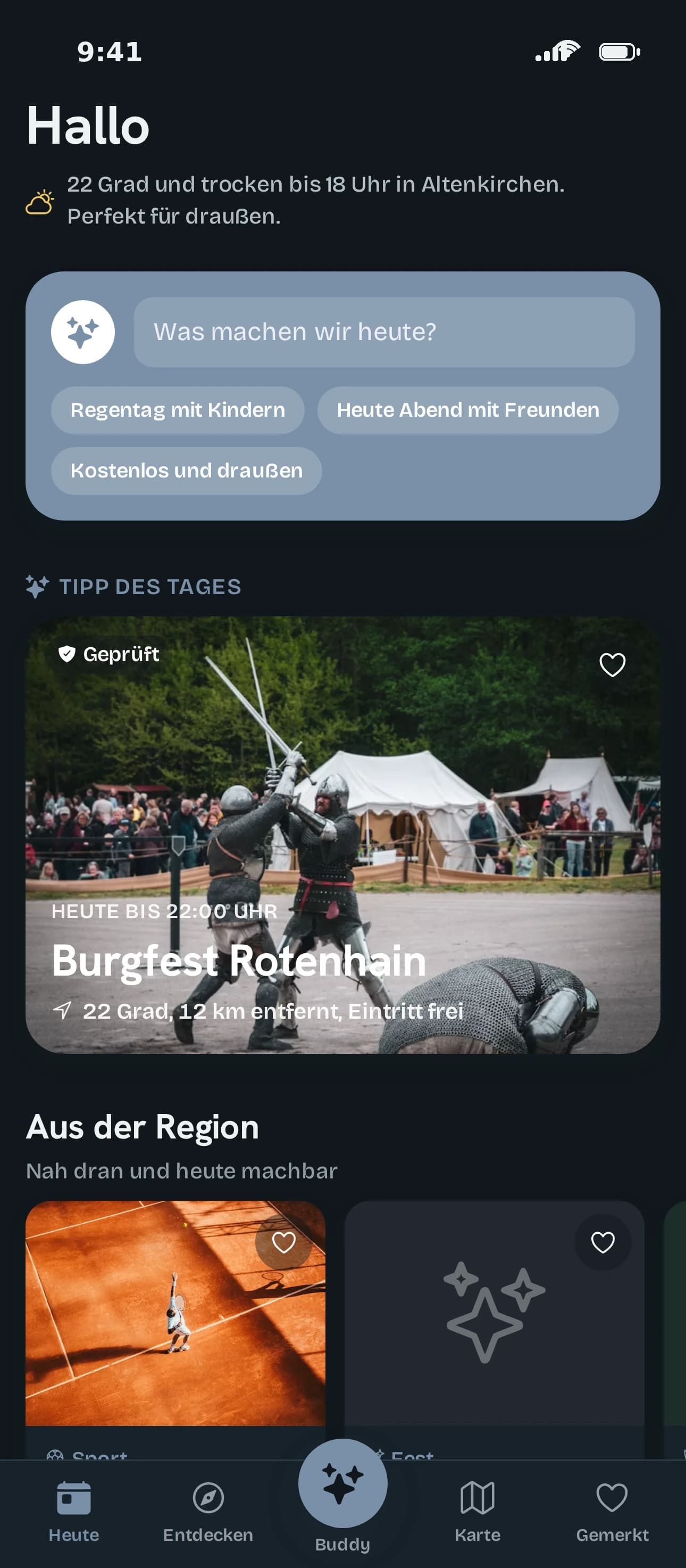 Fyona. Native Freizeit-App + Landing